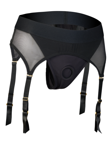 BOLD. VAIL STRAP-ON GARTER THONG WITH DILDO