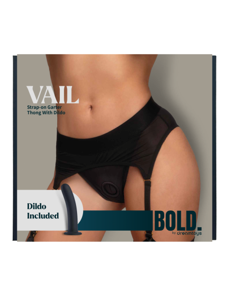 BOLD. VAIL STRAP-ON GARTER THONG WITH DILDO