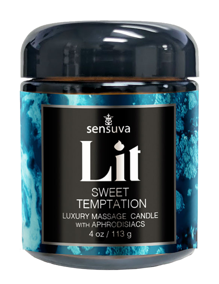 SENSUVA VELA DE MASAJE DE LUJO SWEET TEMPTATION ENCENDIDA VAINILLA, AZÚCAR Y GUISANTES DULCES