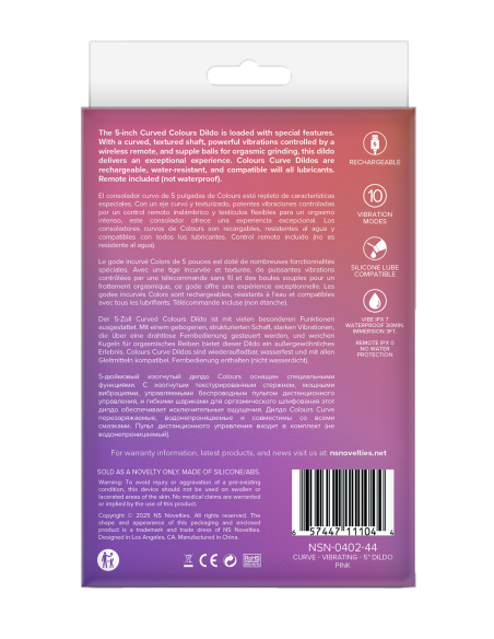 COLOURS CURVE VIBRATING 5 INCH DILDO PINK