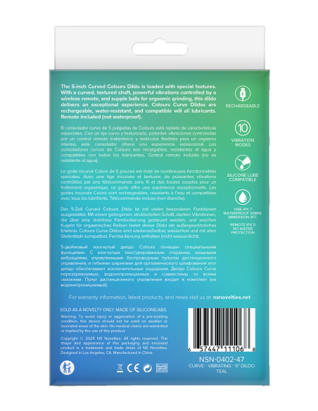 COLOURS CURVE VIBRATING 5 INCH DILDO TEAL