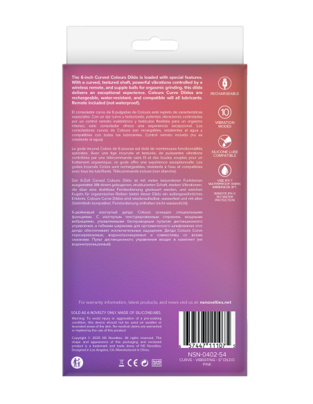 COLOURS CURVE VIBRATING 6 INCH DILDO PINK