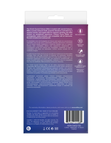 COLOURS CURVE VIBRATING 6 INCH DILDO PURPLE