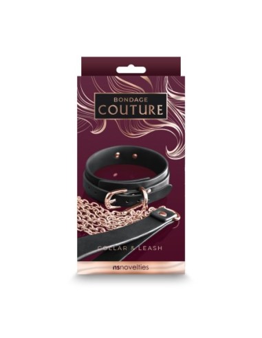 COLLAR Y CORREA BONDAGE COUTURE NEGRO