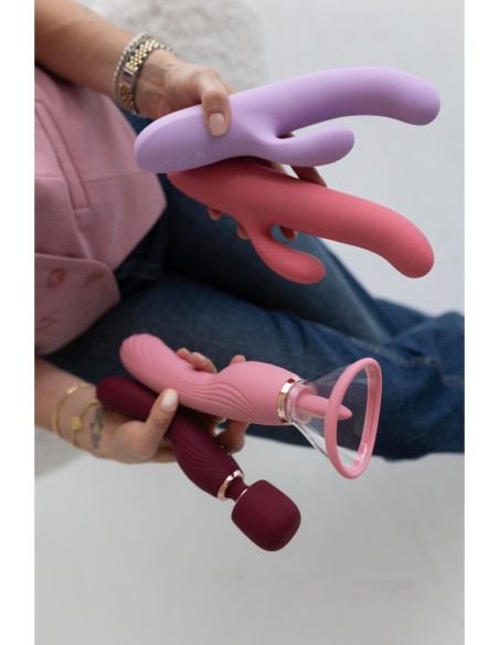 LE WAND VIBRA DE LAMER 3-1 DE DOBLE EXTREMO CON ESTIMULADOR DE LENGUA PARA LAMER