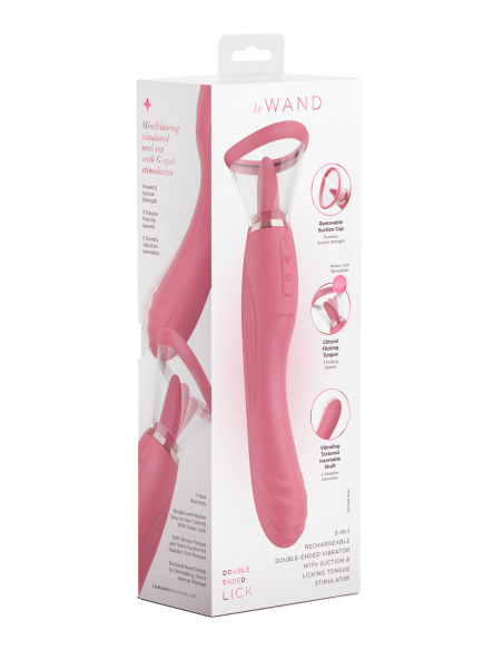 LE WAND VIBRA DE LAMER 3-1 DE DOBLE EXTREMO CON ESTIMULADOR DE LENGUA PARA LAMER