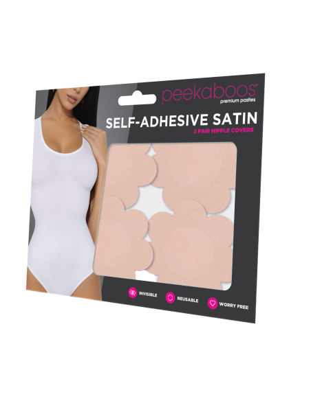 PEEKABOOS SELF ADHESIVE SATIN NIPPLE COVERS, NUDE