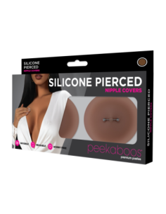 PEEKABOOS SILICONE PIERCED NIPPLE COVERS, BROWN 2
