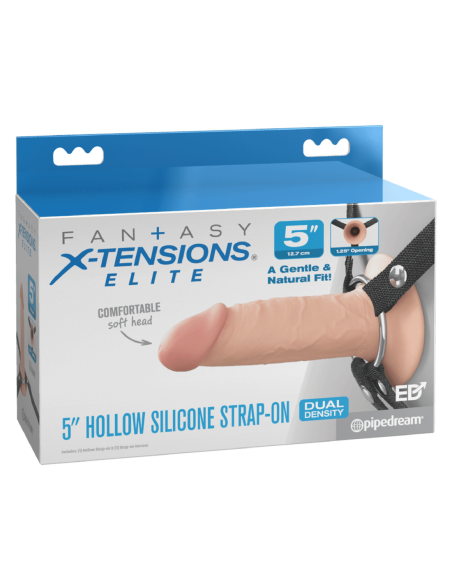 FANTASY X-TENSIONS ELITE 5 INCH SILICONE HOLLOW STRAP-ON DUAL DENSITY