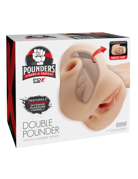 PDX PLUS DOUBLE POUNDER VIBRATING SQUEEZE STROKER