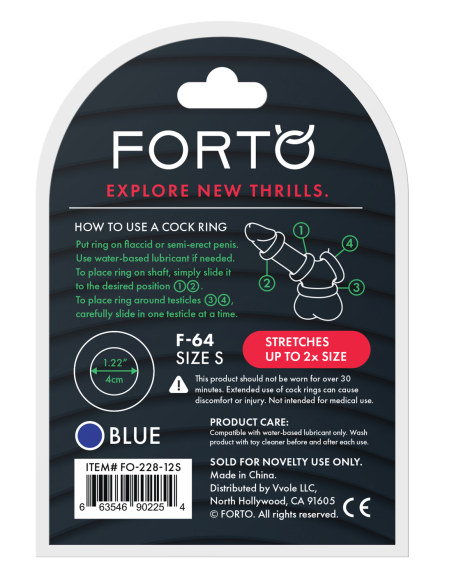 FORTO F-64 ANILLO DE 40 MM DE ANCHO PEQUEÑO AZUL