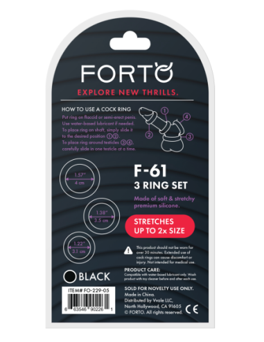 FORTO F-61 3 PIECE C-RING SET BLACK