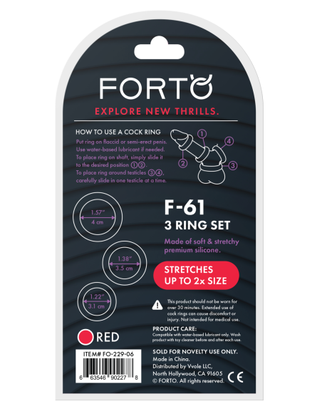 FORTO F-61 JUEGO DE ANILLOS EN C DE 3 PIEZAS AZUL