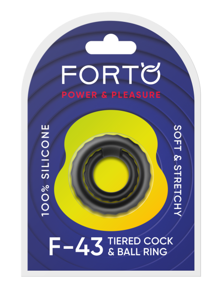 FORTO F-43 ANILLO DE BOLA Y PENE ESCALONADO NEGRO