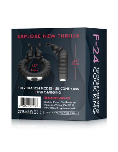 FORTO F-24 TEXTURED VIBRATING COCKRING BLACK