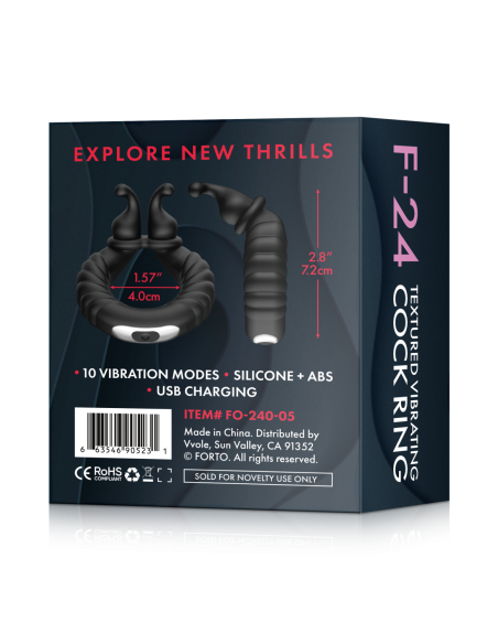 FORTO F-24 TEXTURED VIBRATING COCKRING BLACK