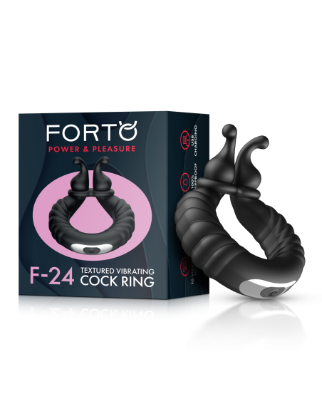FORTO F-24 TEXTURED VIBRATING COCKRING BLACK