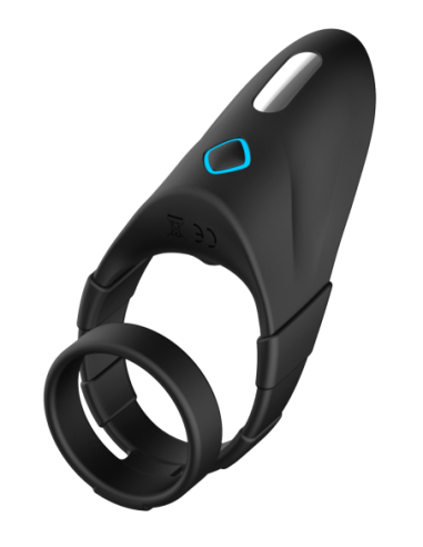 FORTO F-48 VIBRATING PERINEUM DOUBLE C-RING BLACK