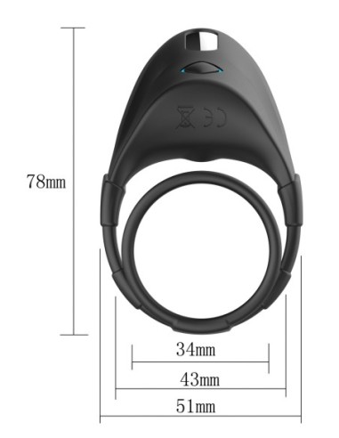 FORTO F-48 VIBRATING PERINEUM DOUBLE C-RING BLACK