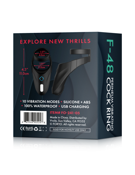 FORTO F-48 VIBRATING PERINEUM DOUBLE C-RING BLACK