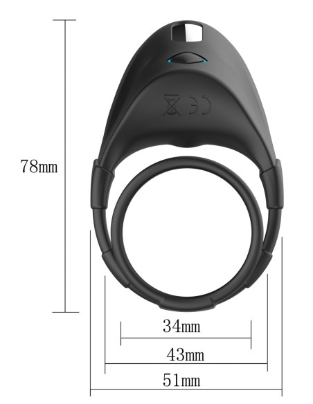 FORTO F-48 VIBRATING PERINEUM DOUBLE C-RING BLUE