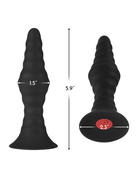 FORTO VIBRATING RIBBED PLUG WITH REMOTE CONTROL LARGE BLACK