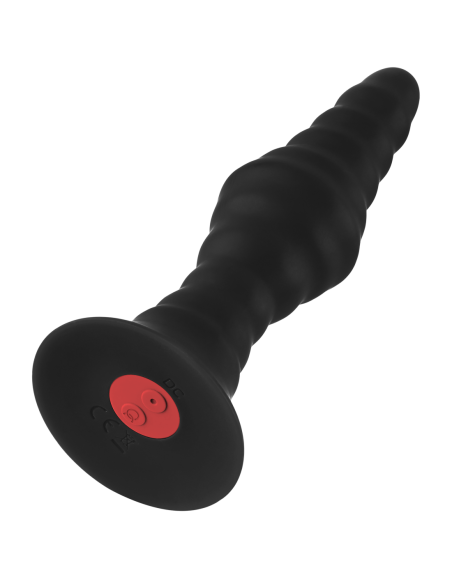 FORTO ENCHUFE VIBRATORIO ACANALADO CON MANDO A DISTANCIA GRANDE NEGRO