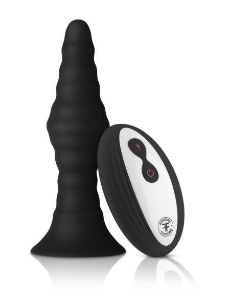 FORTO ENCHUFE VIBRATORIO ACANALADO CON MANDO A DISTANCIA PEQUEÑO NEGRO