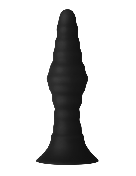 FORTO VIBRATING RIBBED PLUG WITH REMOTE CONTROL SMALL BLACK