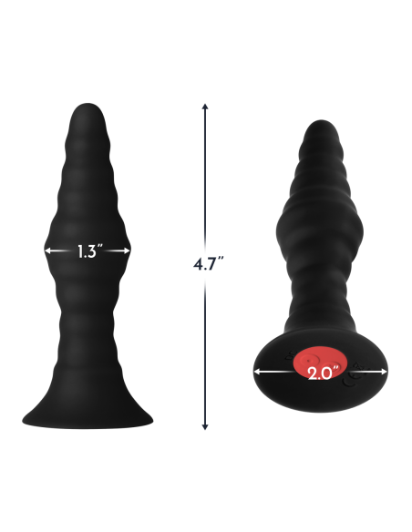 FORTO VIBRATING RIBBED PLUG WITH REMOTE CONTROL SMALL BLACK