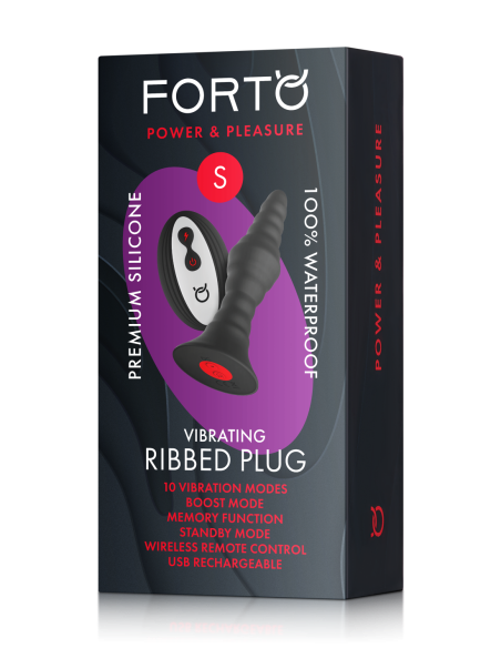 FORTO ENCHUFE VIBRATORIO ACANALADO CON MANDO A DISTANCIA PEQUEÑO NEGRO