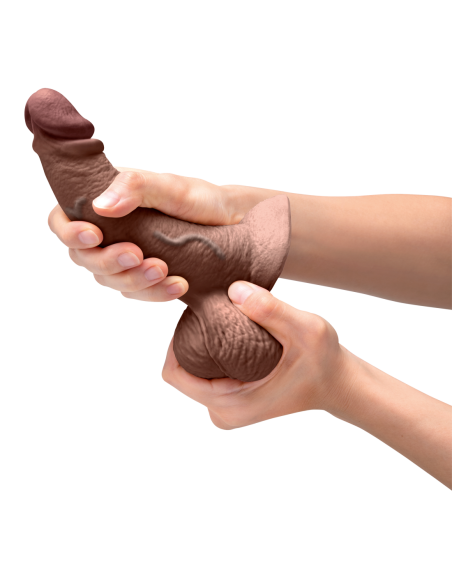 SLIPSKIN REALISTIC SILICONE DILDO 6.5 INCH CURVED BROWN