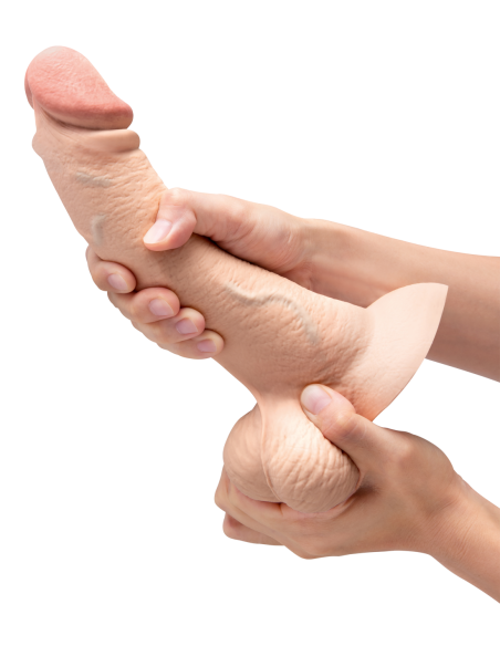 SLIPSKIN REALISTIC SILICONE DILDO 9 INCH CURVED CREAM