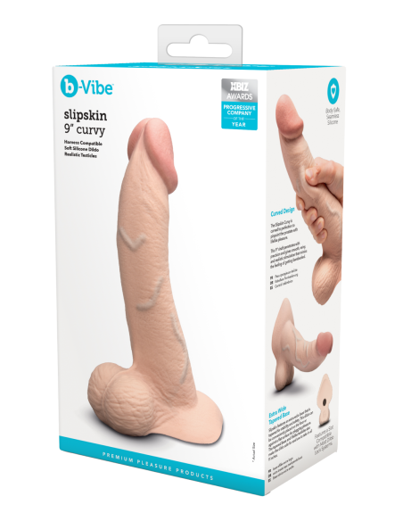 SLIPSKIN REALISTIC SILICONE DILDO 9 INCH CURVED CREAM