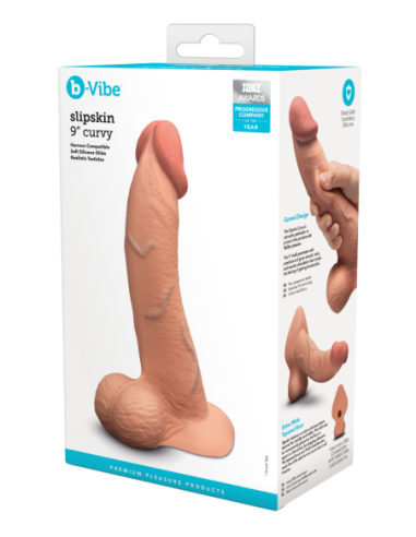 SLIPSKIN REALISTIC SILICONE DILDO 9 INCH CURVED...