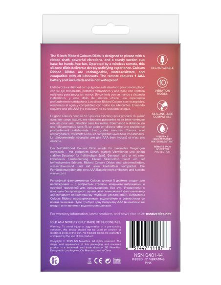 COLOURS RIBBED 5 INCH VIBRATING PINK