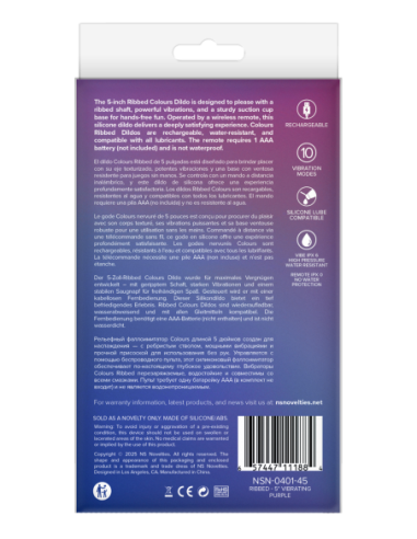 COLOURS RIBBED 5 INCH VIBRATING PURPLE