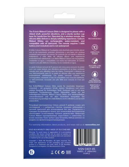 COLOURS RIBBED 5 INCH VIBRATING PURPLE