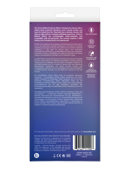 COLOURS RIBBED 6 INCH VIBRATING PURPLE