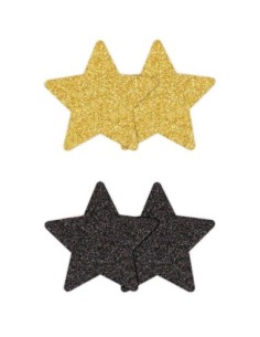 PRETTY PASTIES GLITTER ESTRELLAS ORO NEGRO 2 PAR