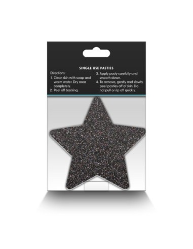 PRETTY PASTIES GLITTER ESTRELLAS ORO NEGRO 2 PAR