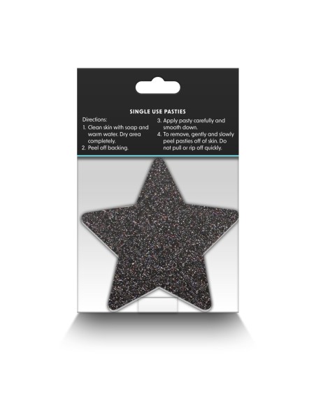 PRETTY PASTIES GLITTER ESTRELLAS ORO NEGRO 2 PAR