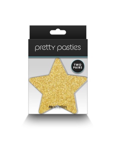 PRETTY PASTIES GLITTER ESTRELLAS ORO NEGRO 2 PAR