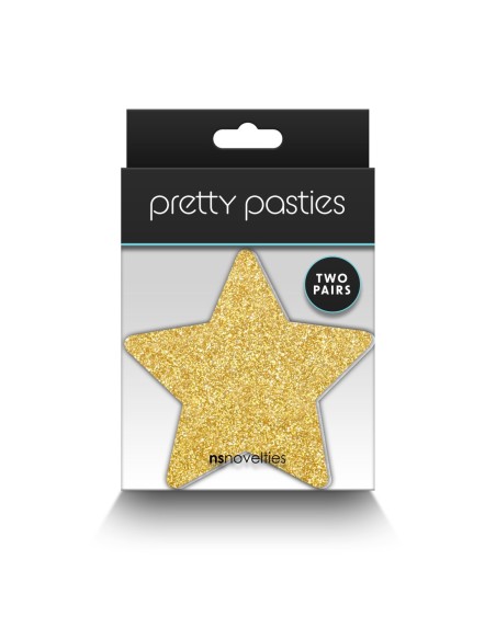 PRETTY PASTIES GLITTER ESTRELLAS ORO NEGRO 2 PAR