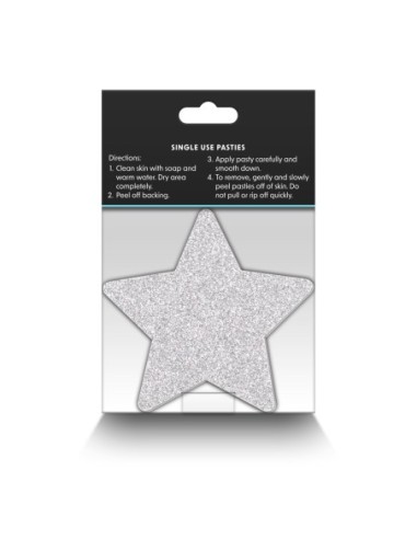PRETTY PASTIES GLITTER ESTRELLAS ROJO PLATA 2 PAR