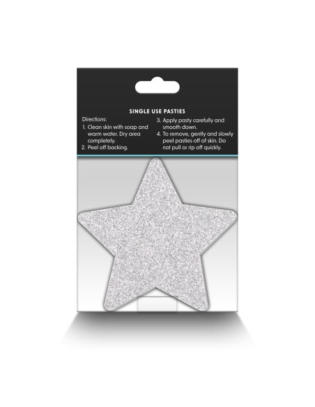 PRETTY PASTIES GLITTER ESTRELLAS ROJO PLATA 2 PAR