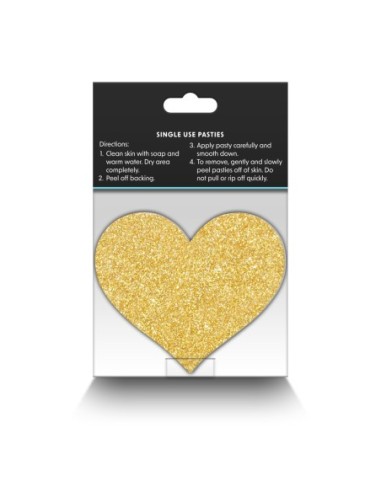 PRETTY PASTIES CORAZONES BRILLO ORO NEGRO 2 PAR