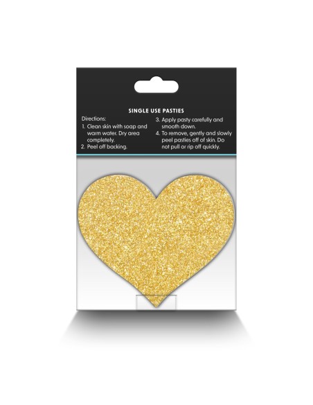 PRETTY PASTIES CORAZONES BRILLO ORO NEGRO 2 PAR