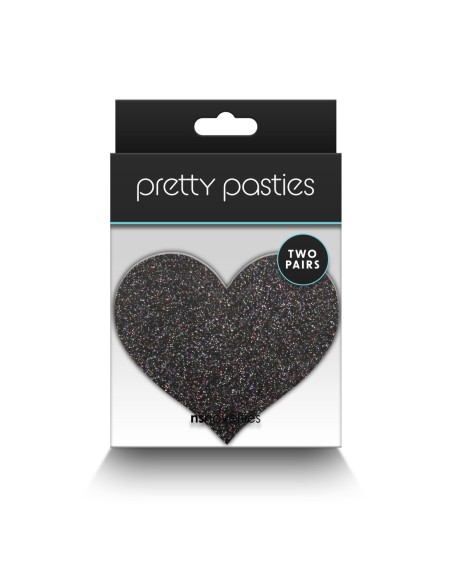 PRETTY PASTIES CORAZONES BRILLO ORO NEGRO 2 PAR