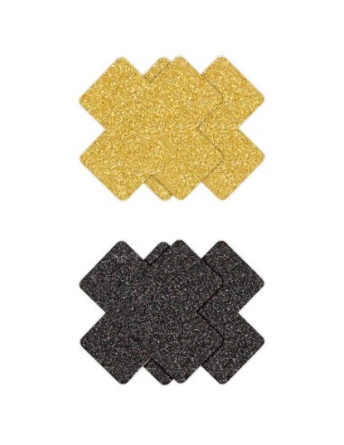 PRETTY PASTIES CRUZ GLITTER ORO NEGRO 2 PAR